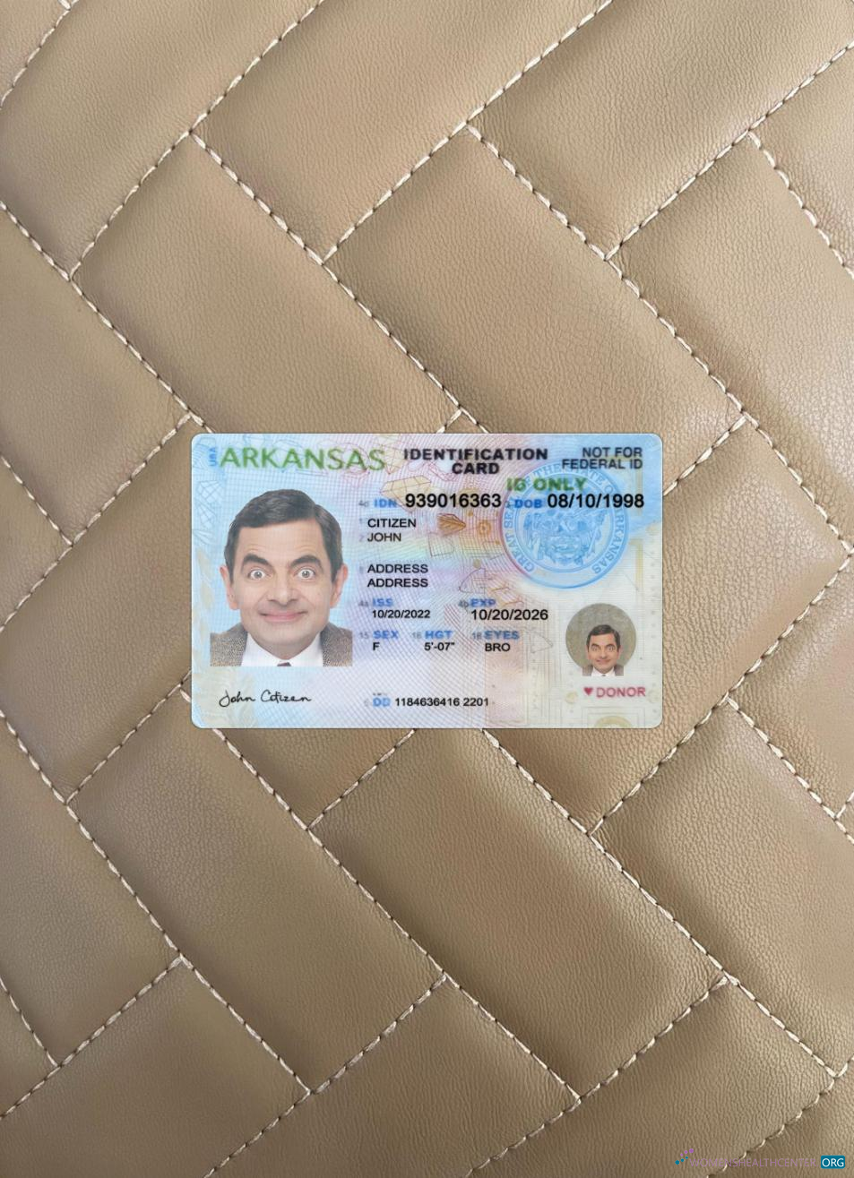 Download USA Arkansas ID card photolook front Photoshop template